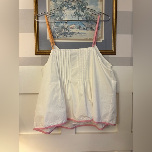 Funky White Camisole with Pink Straps Size Large - Picture 2 of 9